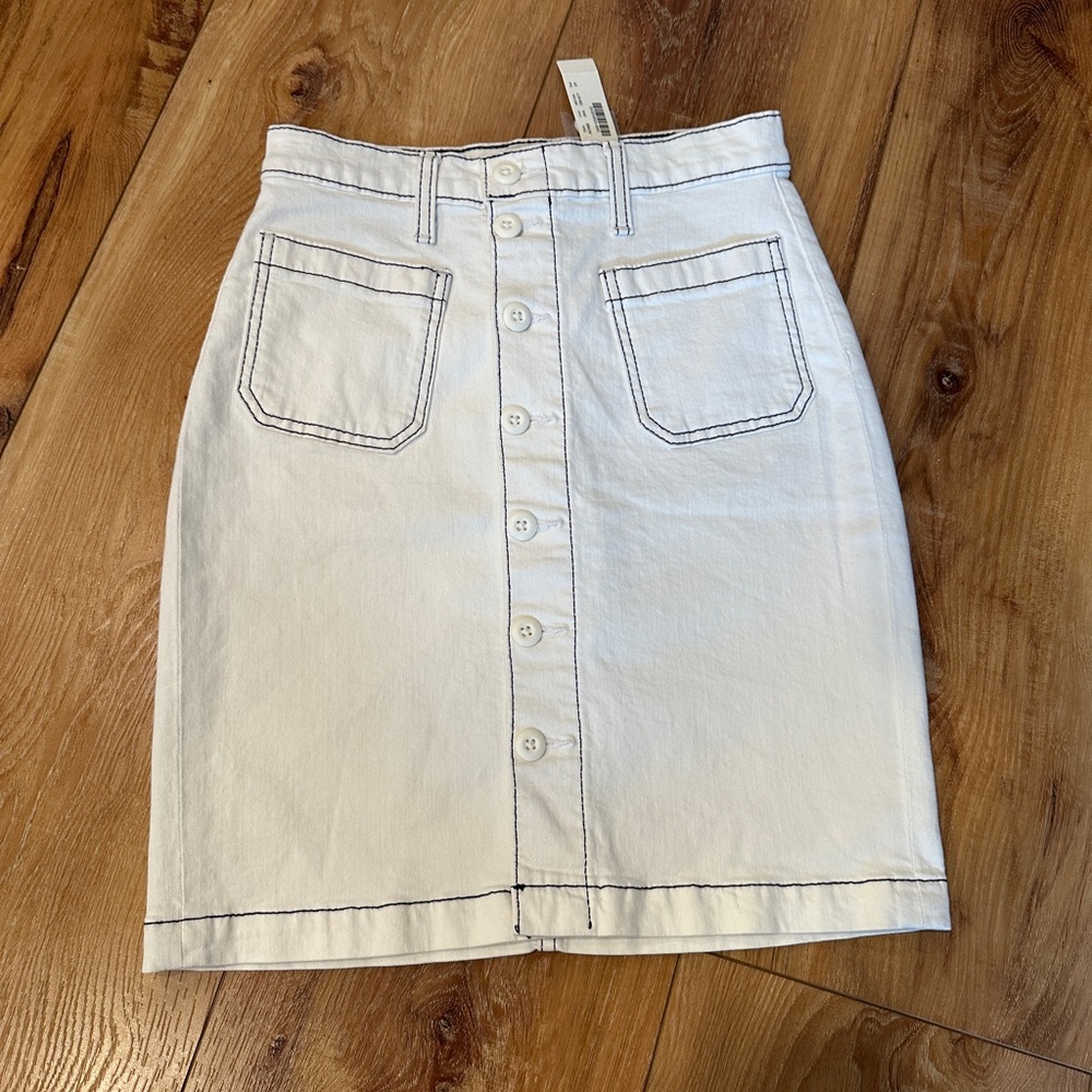 J.Crew White Button-Front Denim Skirt sz 24